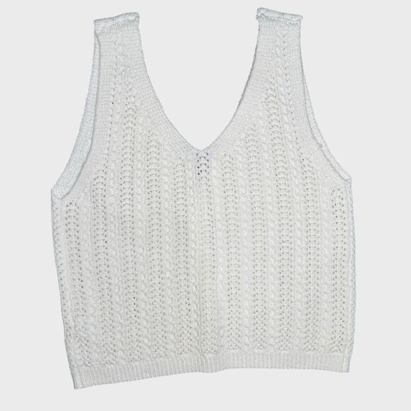 Final Touch Knit Button Vest White Cropped V Neck Layered Academia Style Y2K - Picture 4 of 4